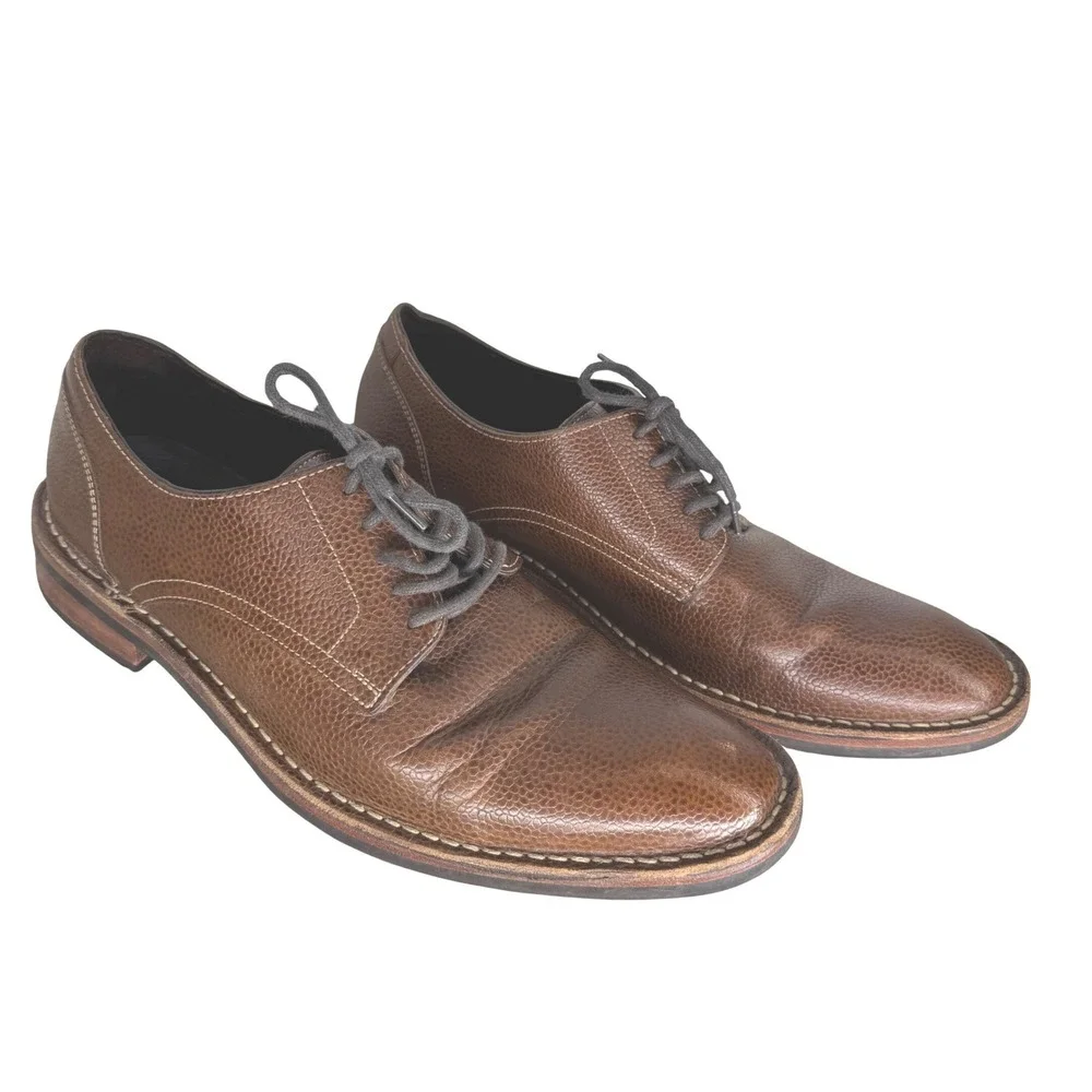 Cole Haan Mens 10.5M Brown‎ Pebbled Leather Derby Shoes Lace Up Oxfords Casual